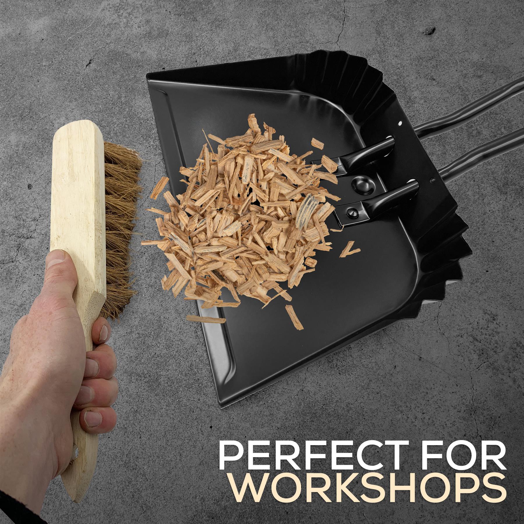 12" Metal Dustpan and Brush Set | Heavy Duty Soft Bristle Sweeper