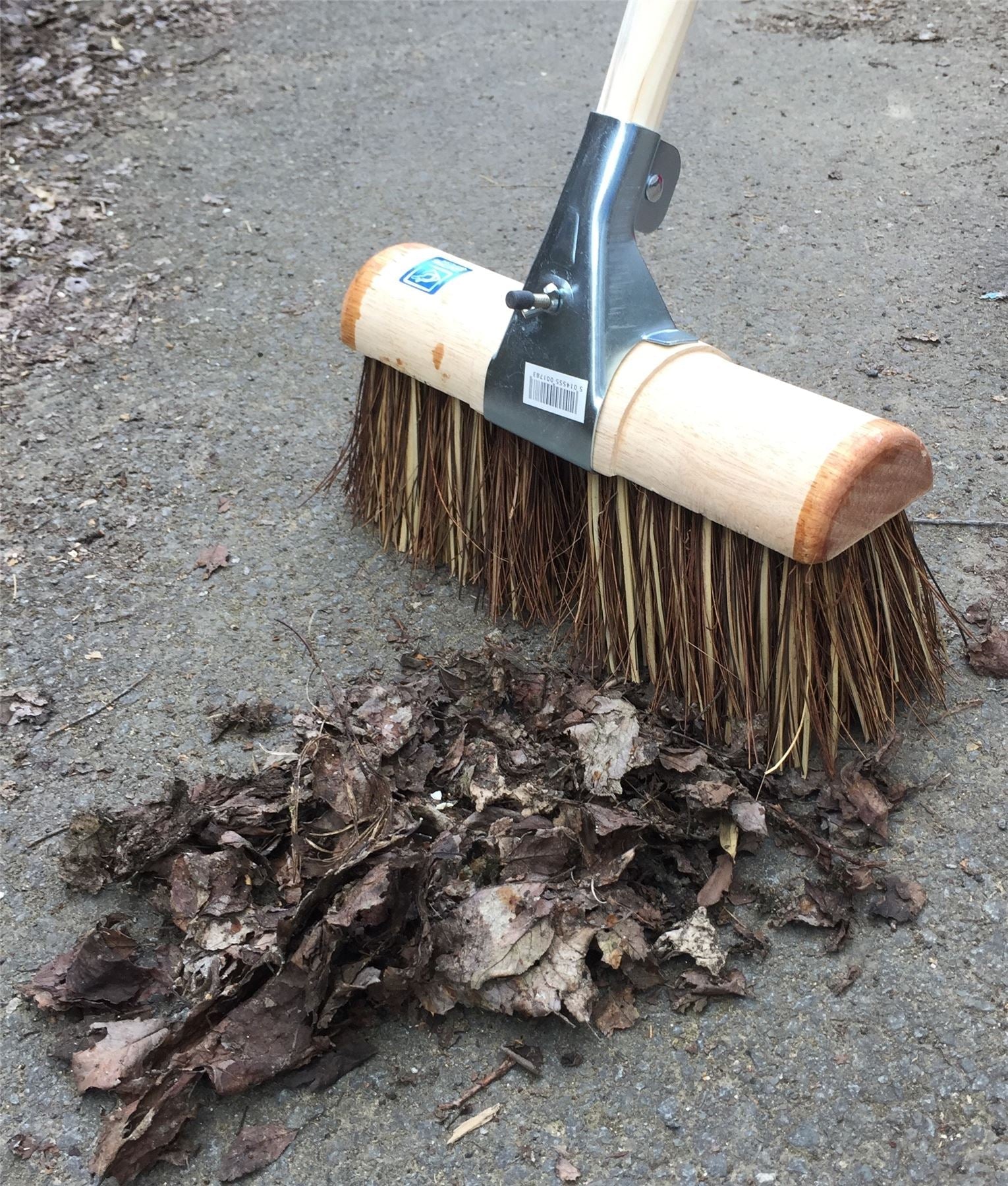 13" Saddle Back Bass Cane Yard Brush with Handle | Stiff Broom
