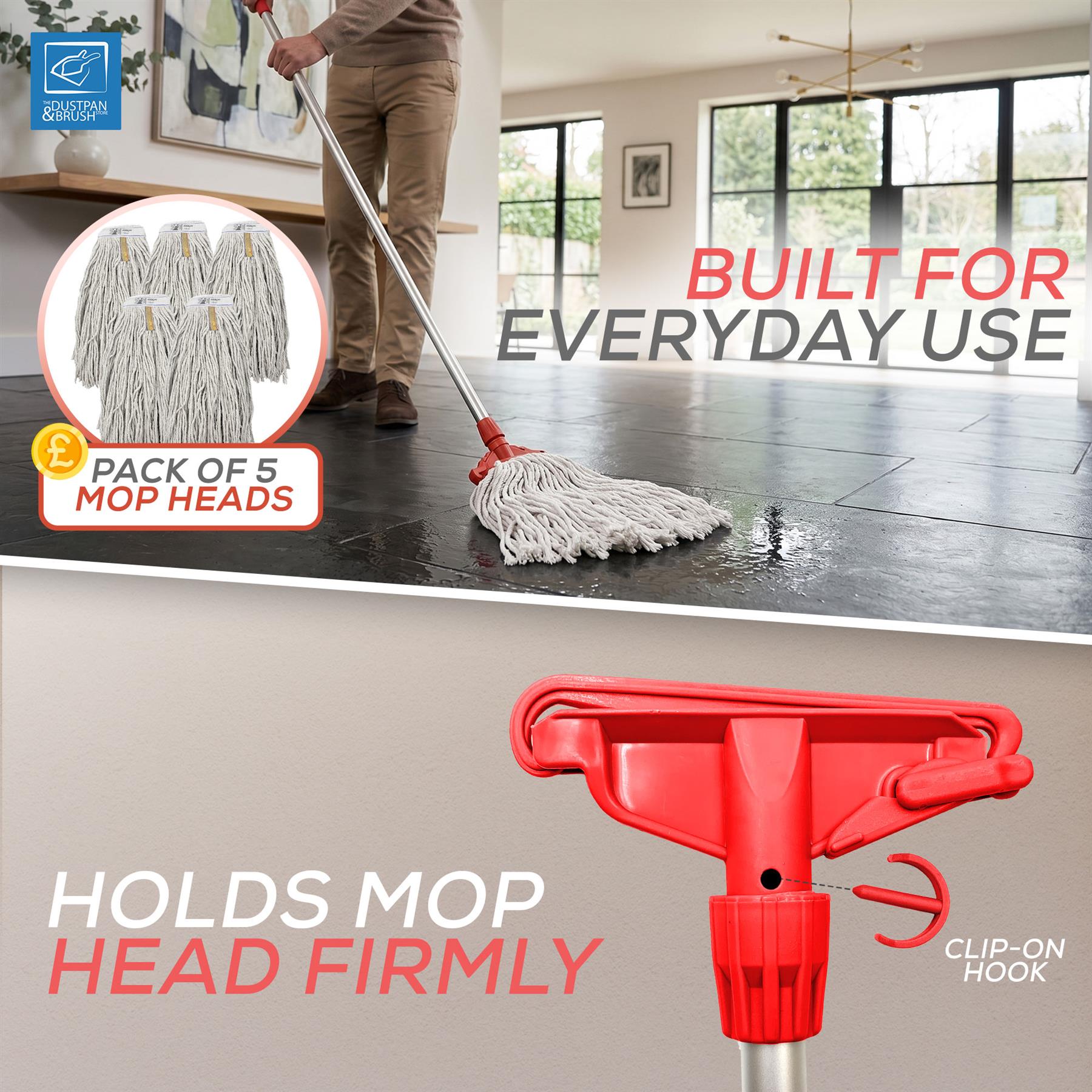 Red Kentucky Mop Set with 5 Mop Heads & Handle