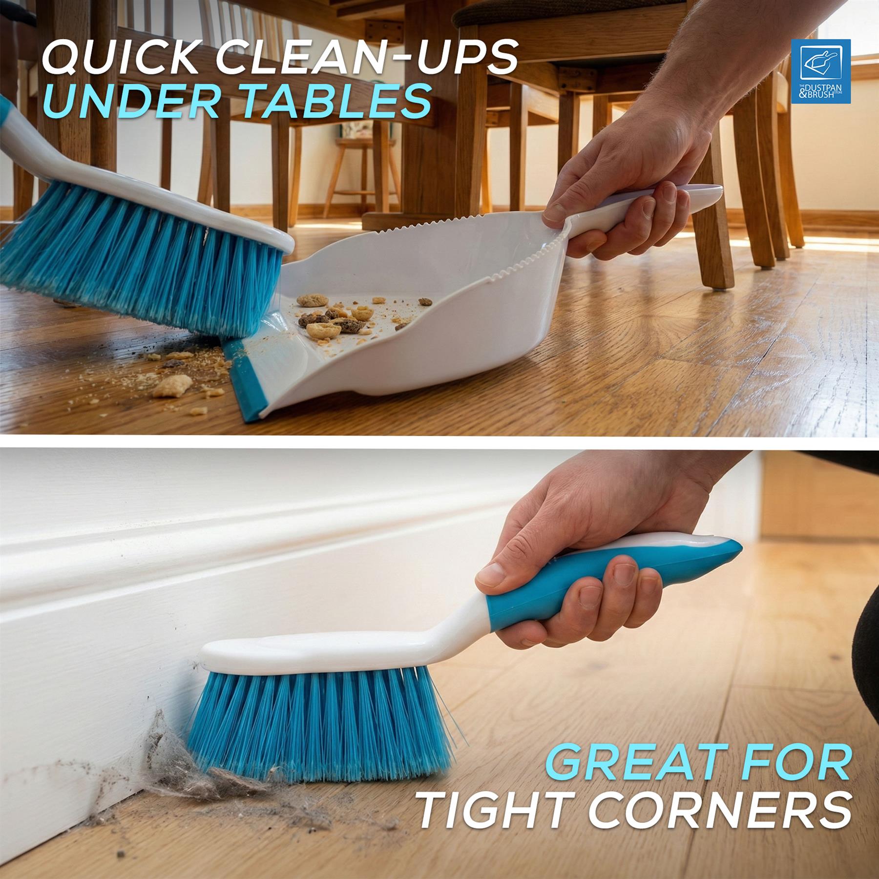 Deluxe Dustpan and Brush Set - Blue