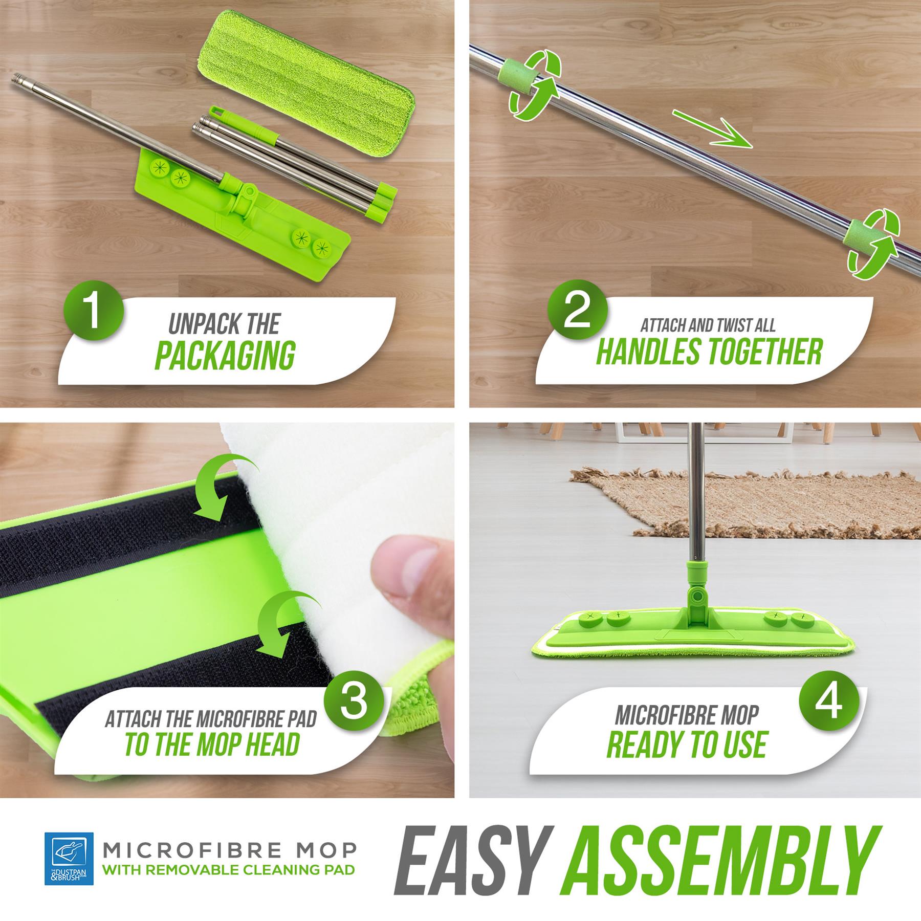 Microfibre Flat Mop for Laminate Wood & Hard Floors