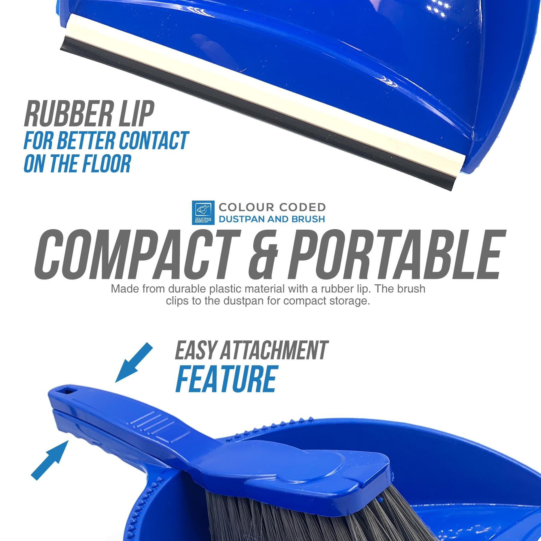 Blue Colour Coded Dustpan and Brush Set