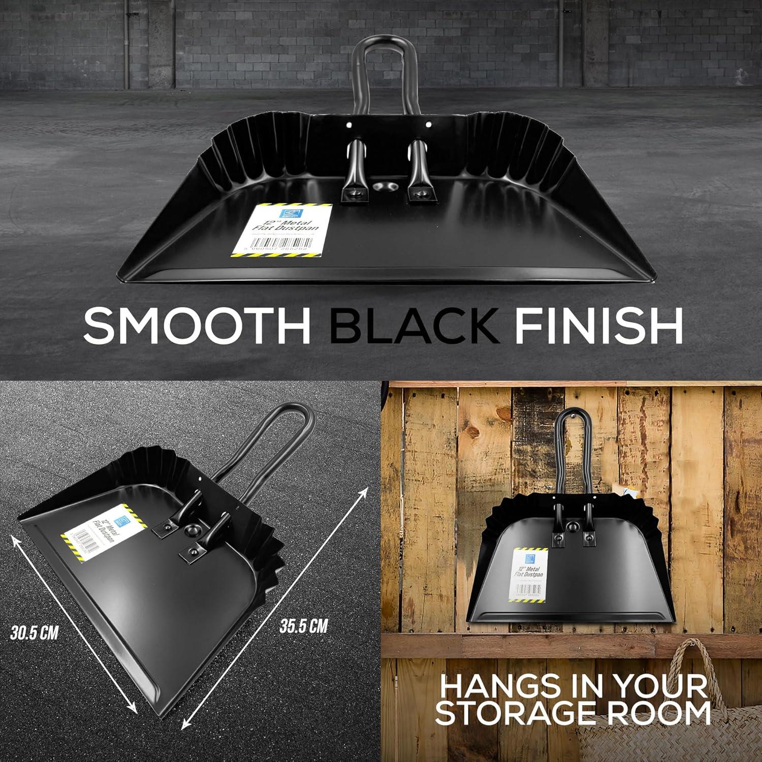 12" Metal Flat Dustpan | Heavy Duty Workshop Dustpan