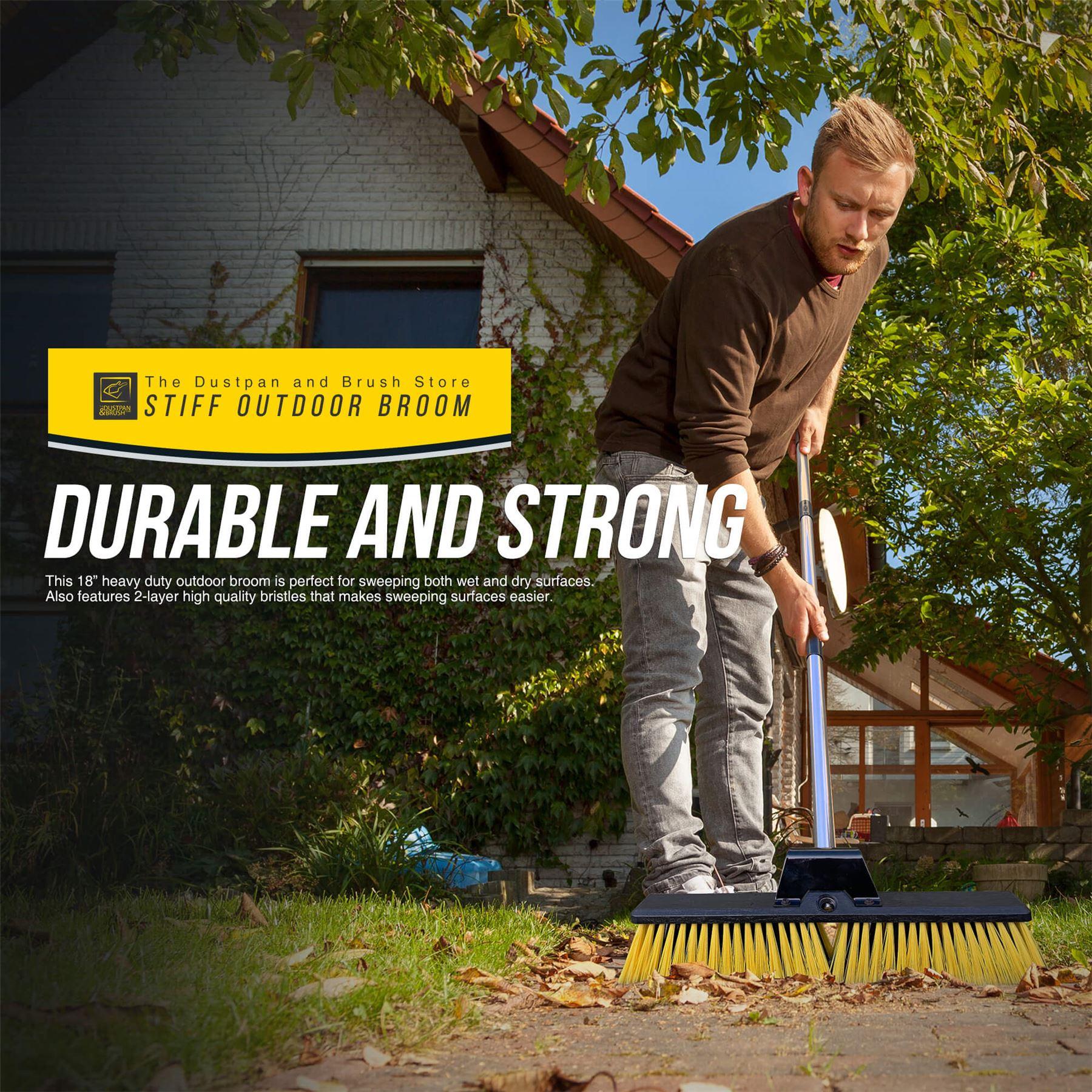18 Inch Yard Broom with Multi Section Handle – Outdoor Sweeping Brush