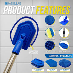 3-in-1 Bathroom Cleaning Set with 4 Piece Long Handle
