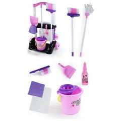 Childs Cleaning Set Pink & Black Trolley