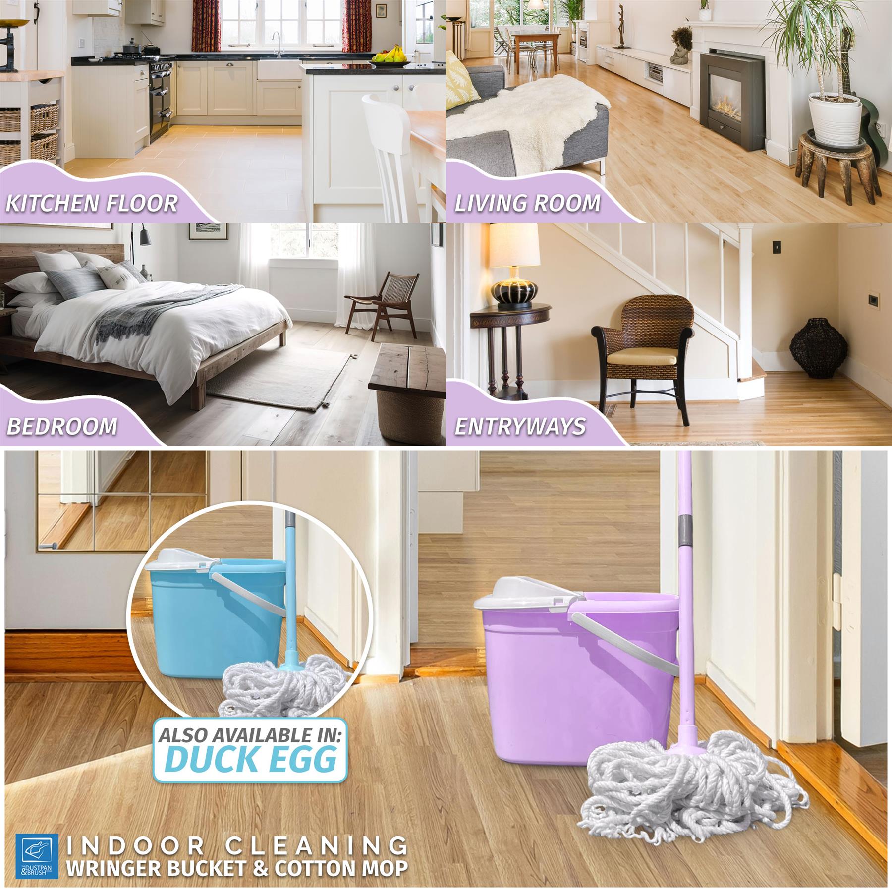 Lilac Mop and Bucket Set | Cotton Mop with Wringer
