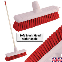 Red Colour Coded 12" Soft Broom & Handle