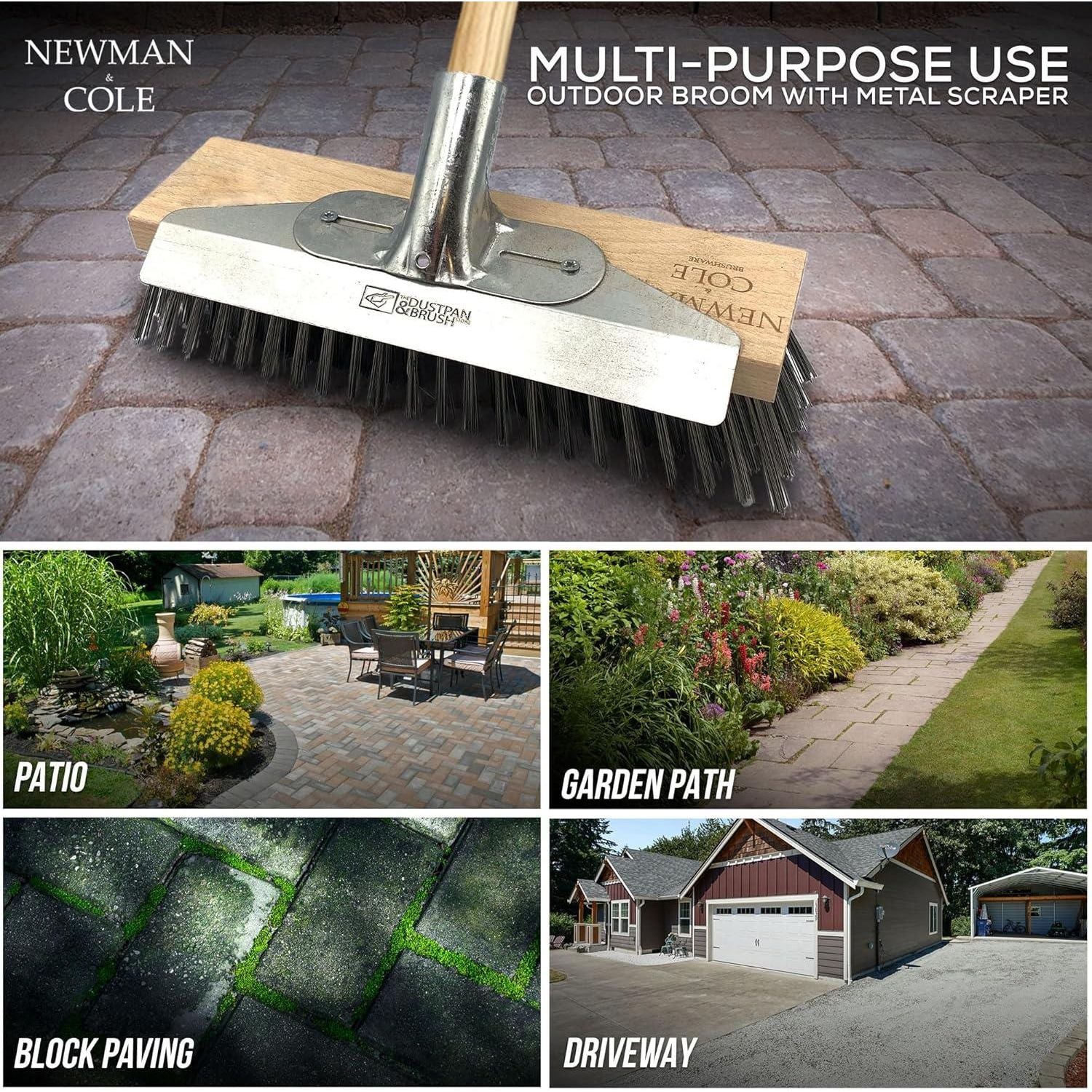 Newman & Cole 12" Wire Broom with Scraper & Handle