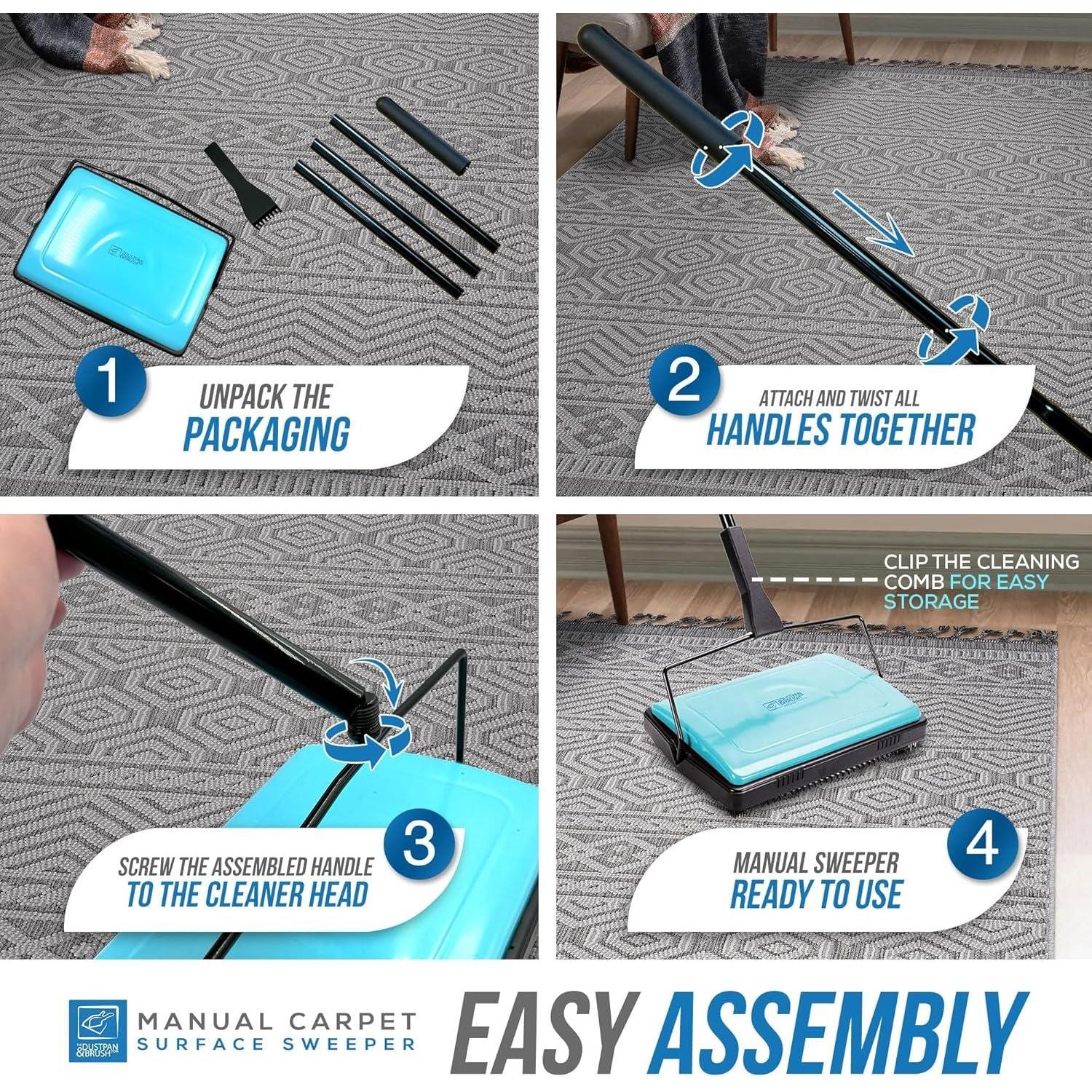Manual Carpet Cleaner for Rugs & Hard Floors