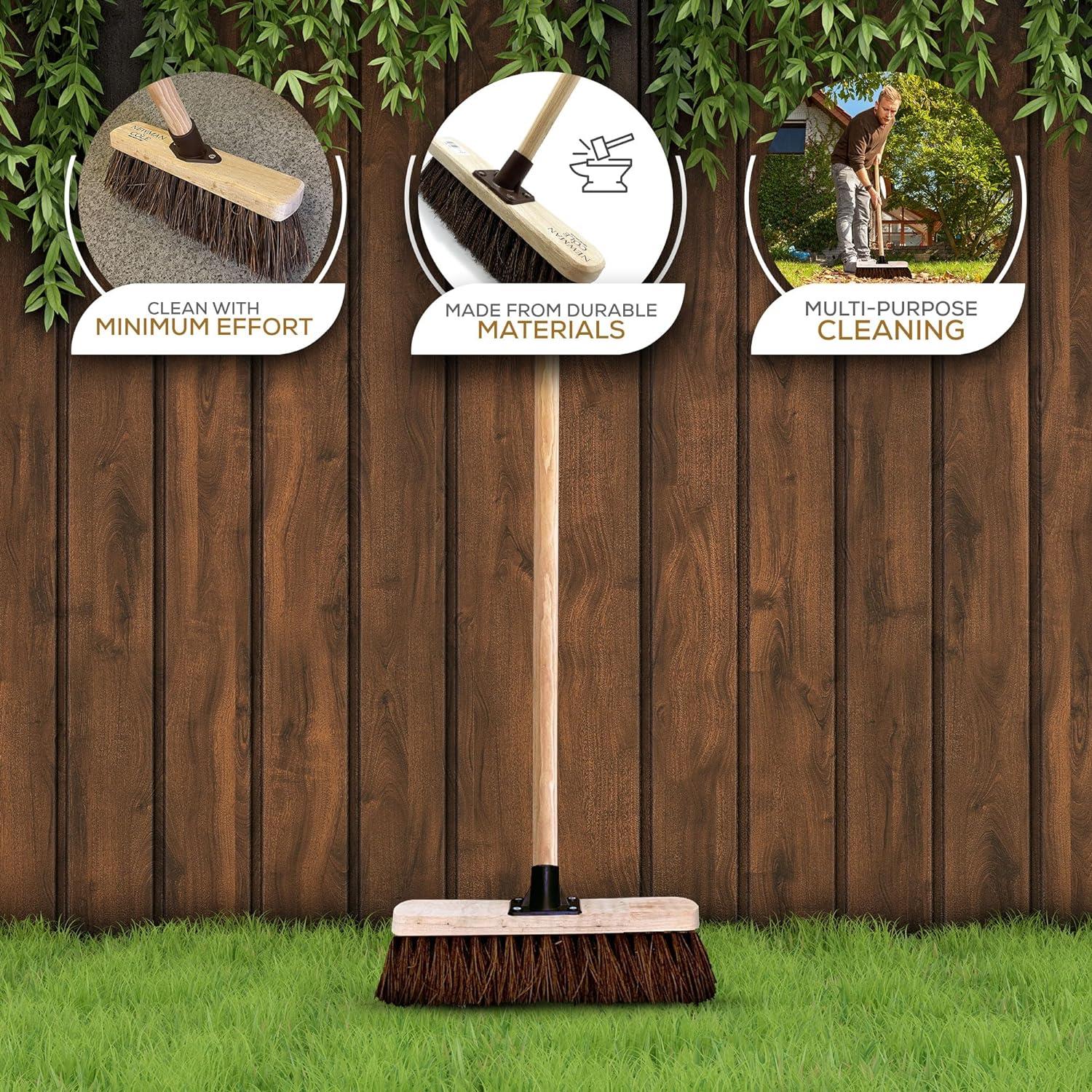 12" Newman & Cole Bassine Broom with Handle | Outdoor Yard Brush