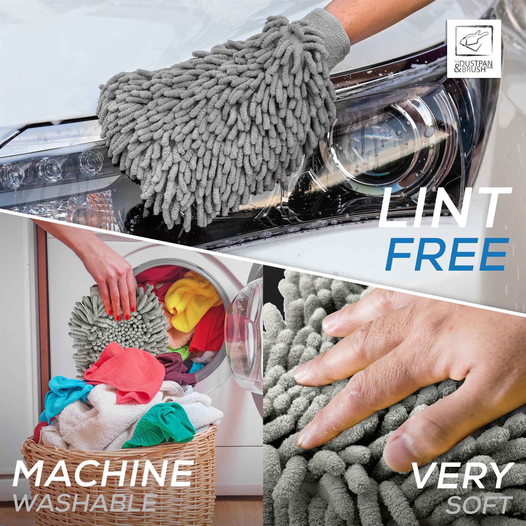 Grey Microfibre Car Wash Mitt for Paint, Chrome & Glass