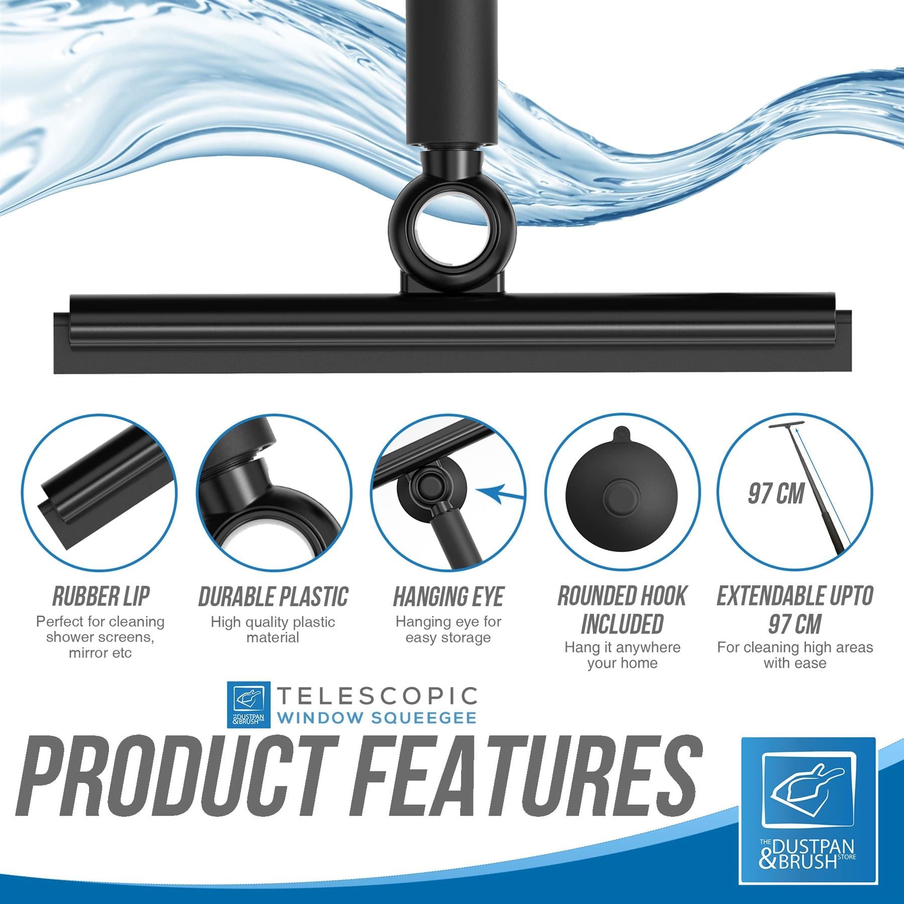Squeegee with Telescopic Handle and Rotatable Head