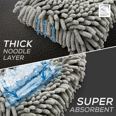 Grey Microfibre Car Wash Mitt for Paint, Chrome & Glass