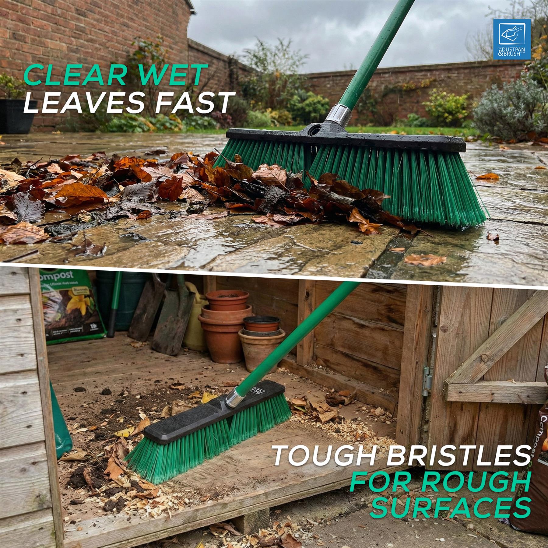 18" Heavy Duty Outdoor Yard Broom with Metal Handle