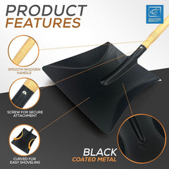 9" Galvanised Black Coal Shovel and Wooden Handle