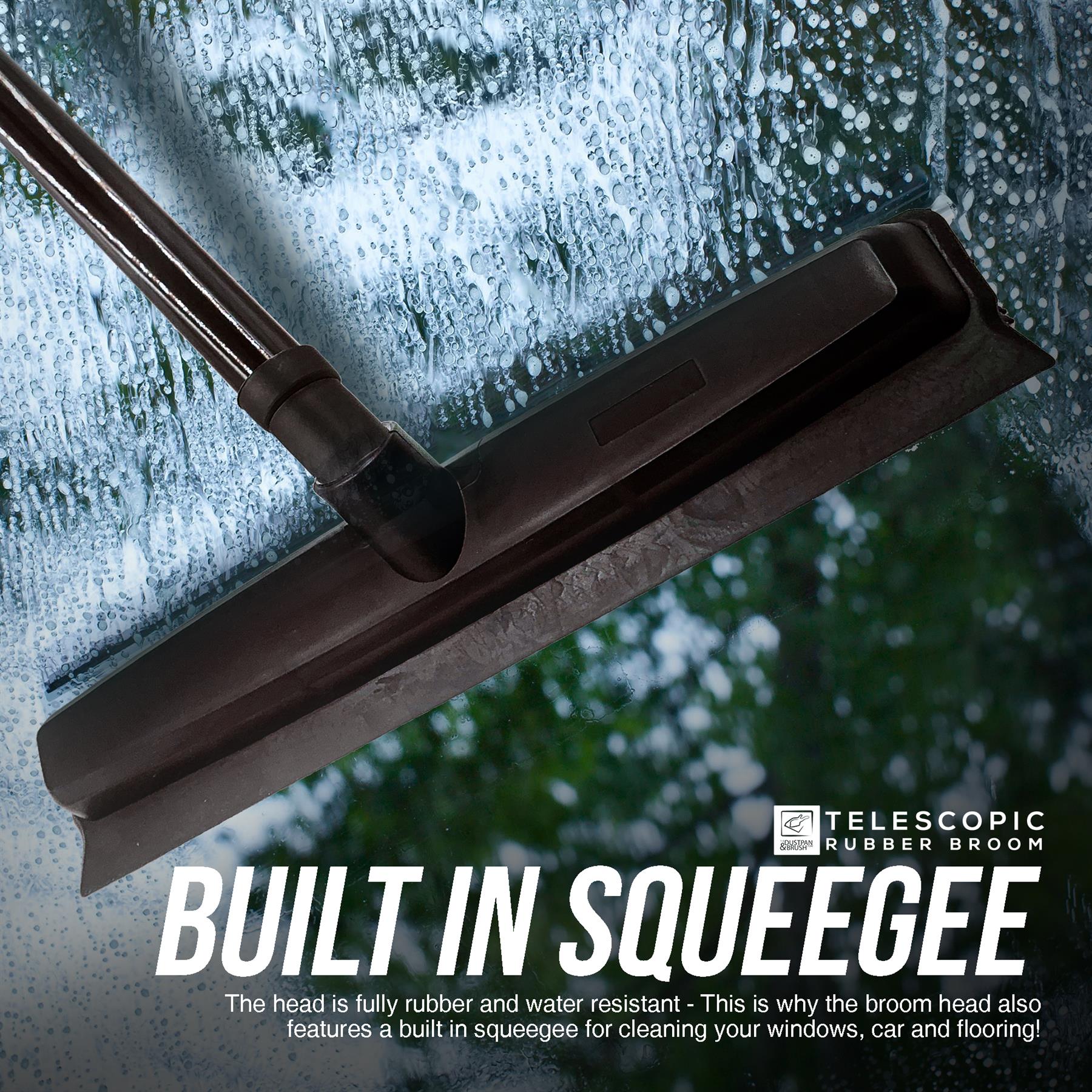 Rubber Broom with Extending Handle for Pet Hair & Squeegee