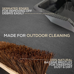 Outdoor Broom, Dustpan & Brush Set with Bassine Broom