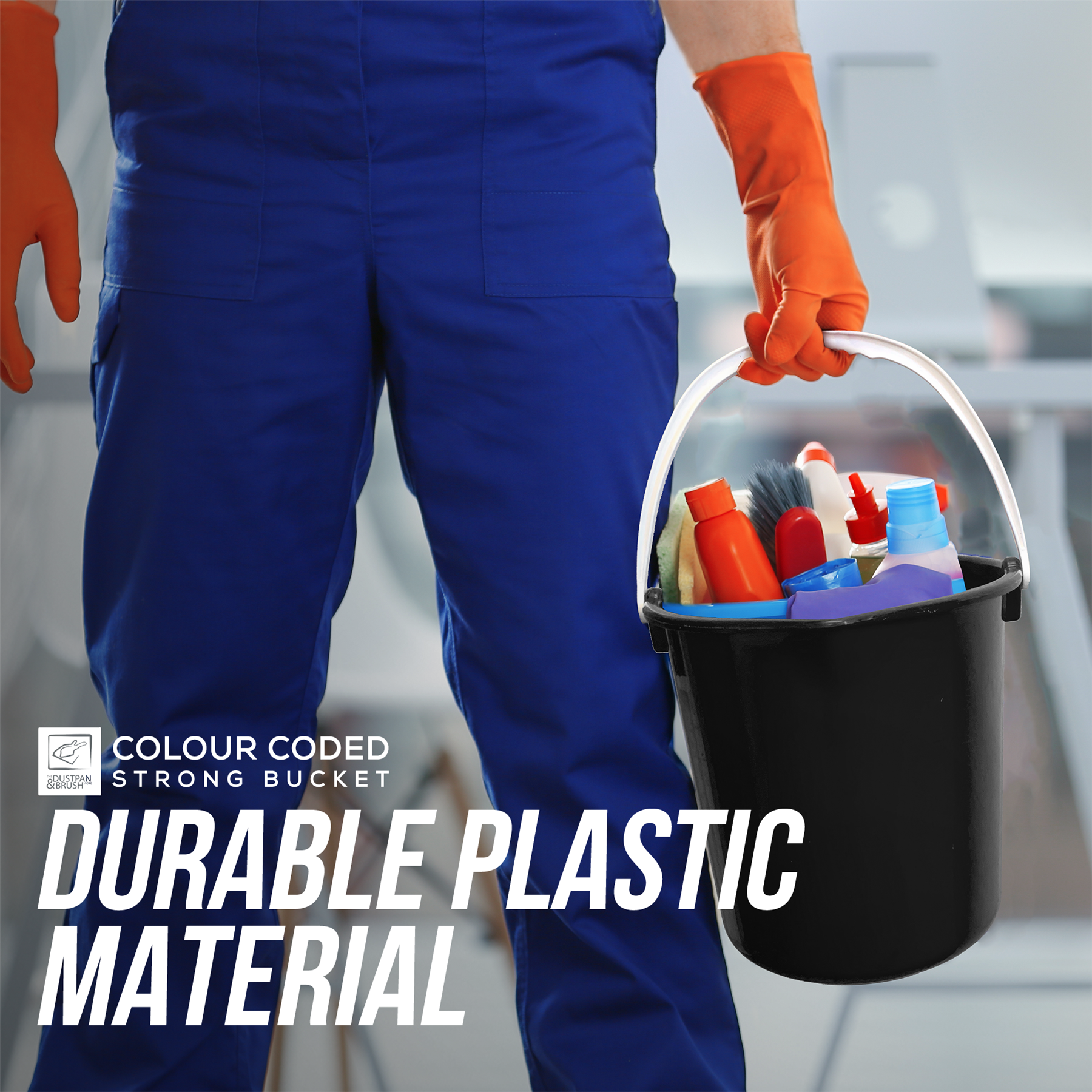 10L Plastic Cleaning Bucket - Blue, Green, Red, Yellow & Black