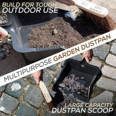 Newman and Cole Large Outdoor Garden Dustpan and Stiff Hand Brush Set
