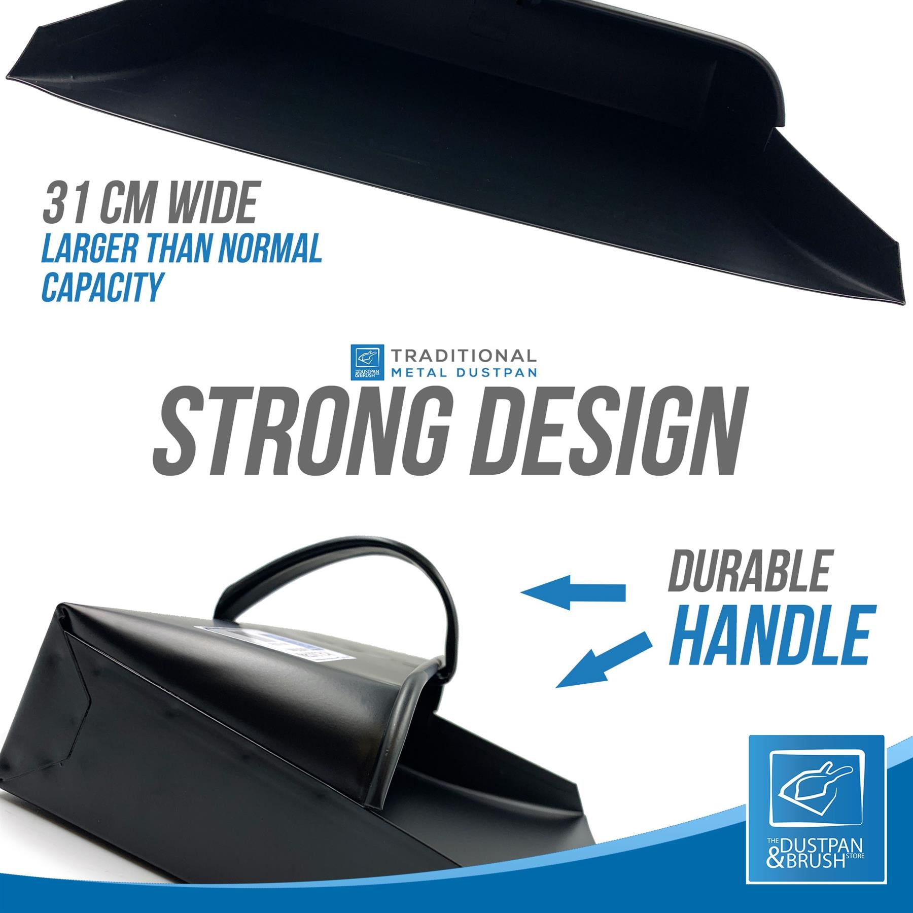 Traditional Black Metal Hooded Dustpan