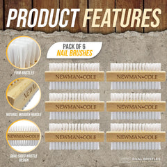 Newman & Cole Wooden Nail Brushes | Pack of 6