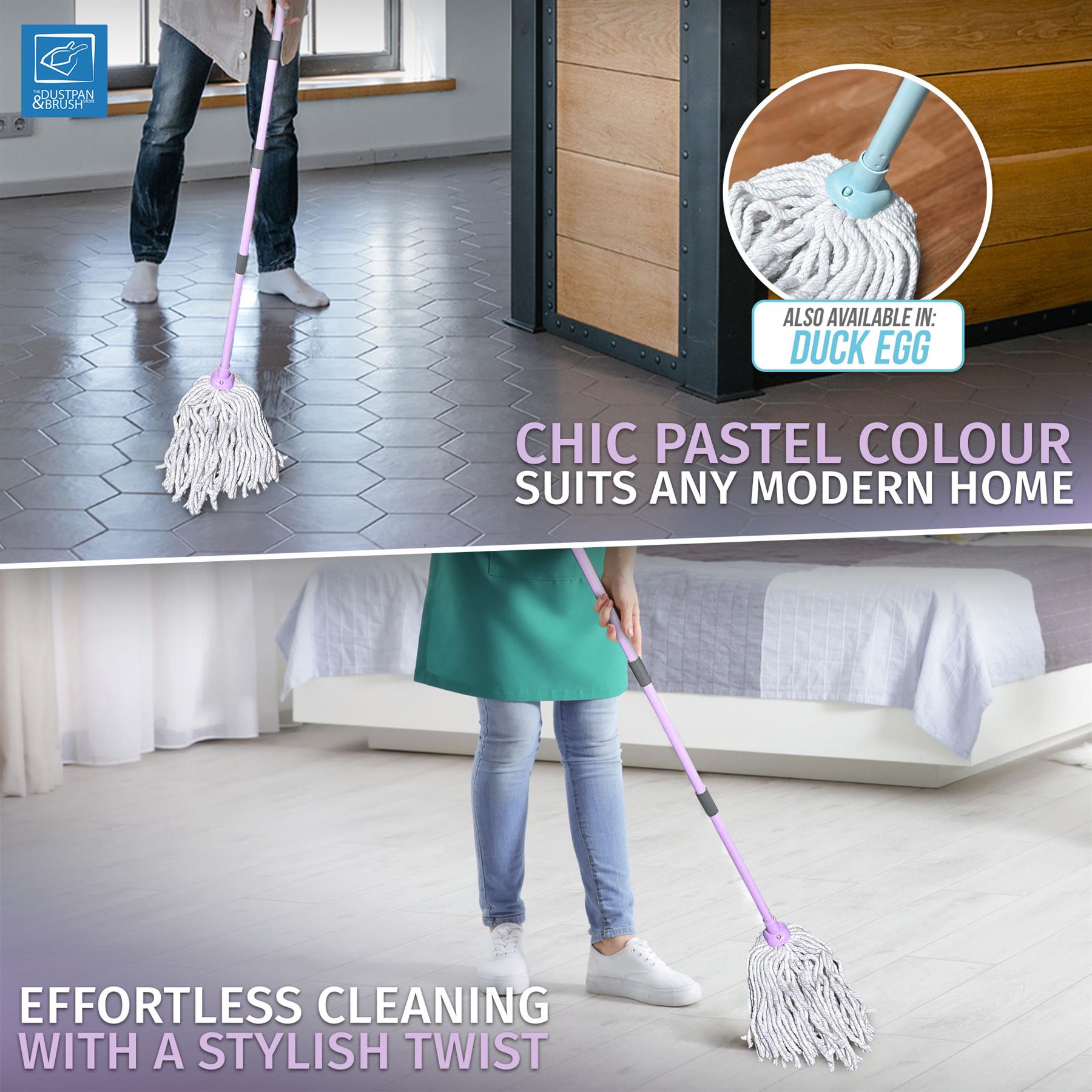Lilac Cotton Mop | Absorbent Floor Mop with Handle
