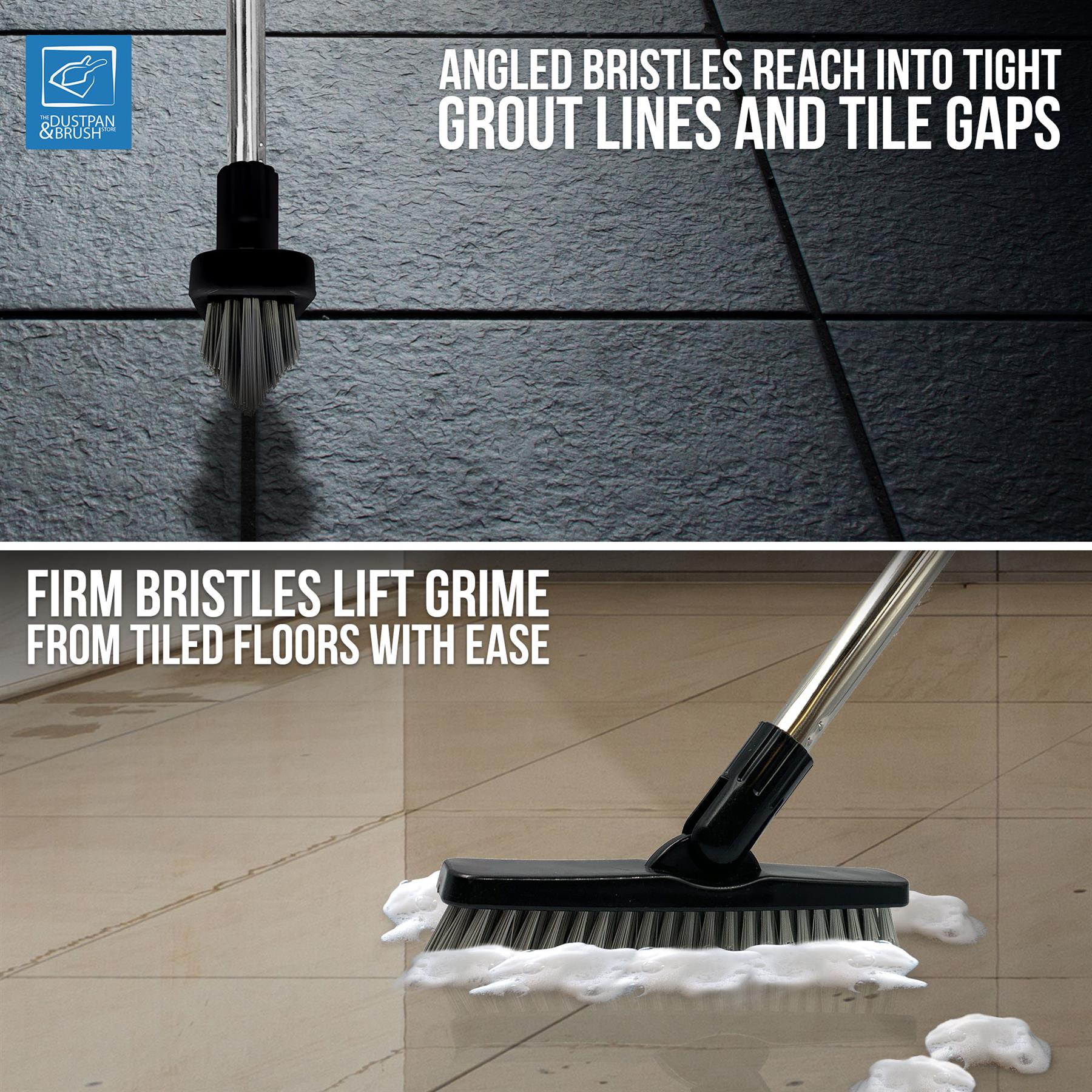 Angled Grout Floor Scrubbing Brush with Stainless Steel Handle