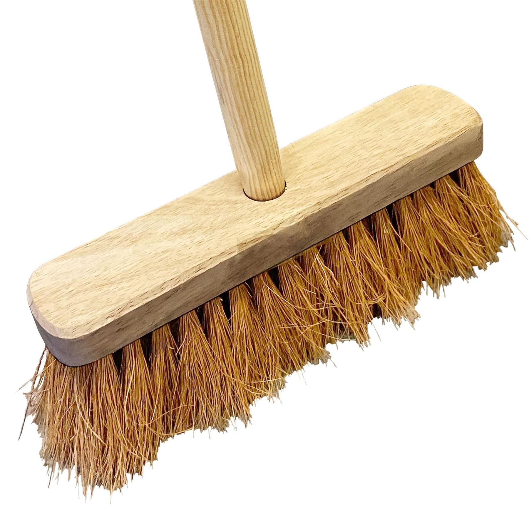 10" Soft Coco Broom with Wooden Handle – Outdoor Sweeping Brush