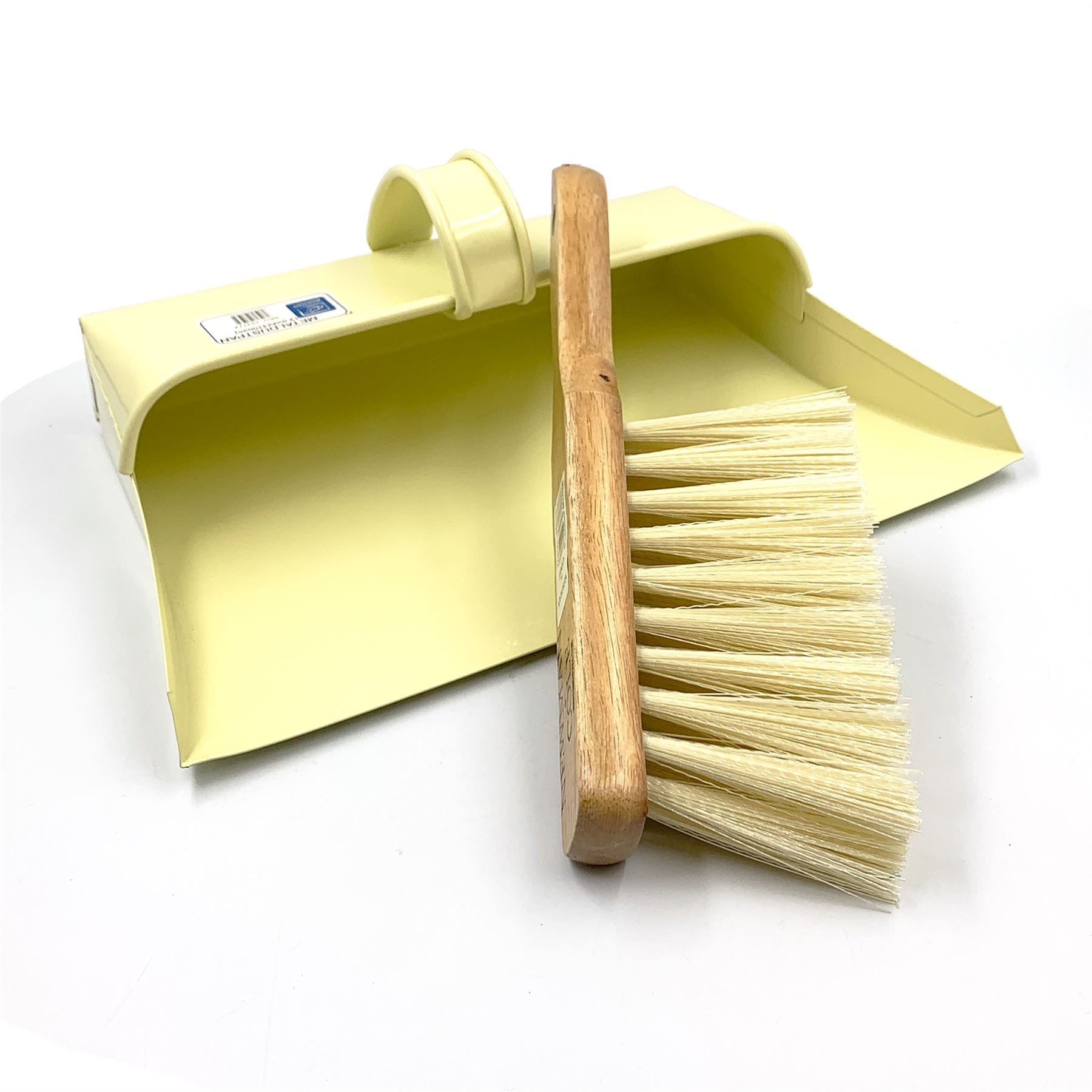 Newman and Cole Cream Metal Dustpan and Brush Set | Hooded Design