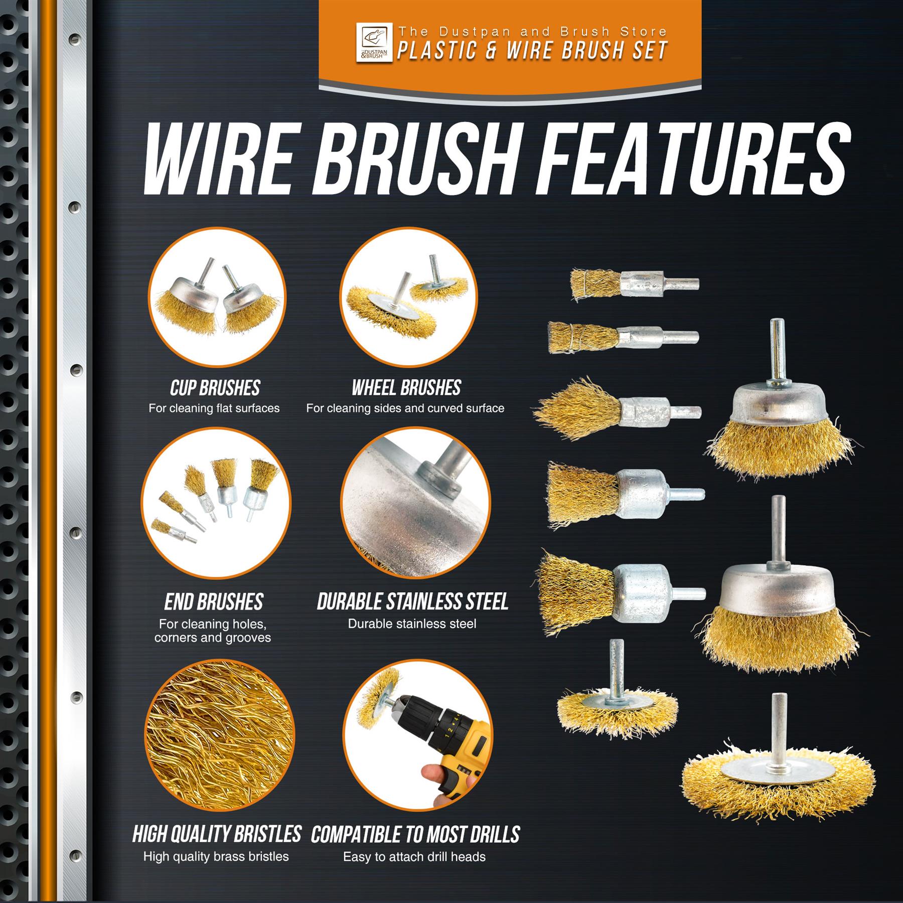 Drill Brush Set | 14 Piece Plastic & Wire Cleaning Attachments