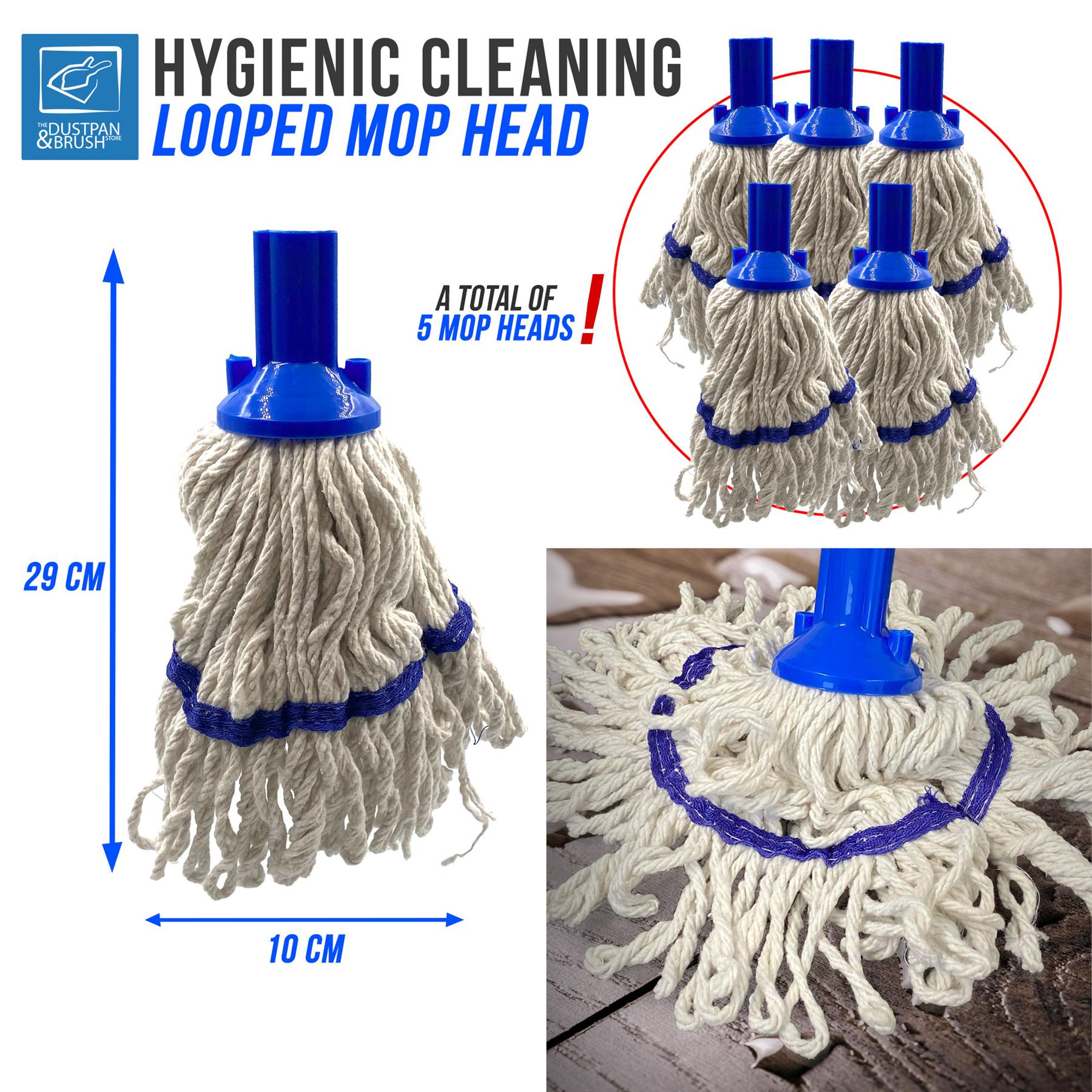 Colour Coded 350mm Looped Pure Yarn Cotton Mop Heads – Pack of 5