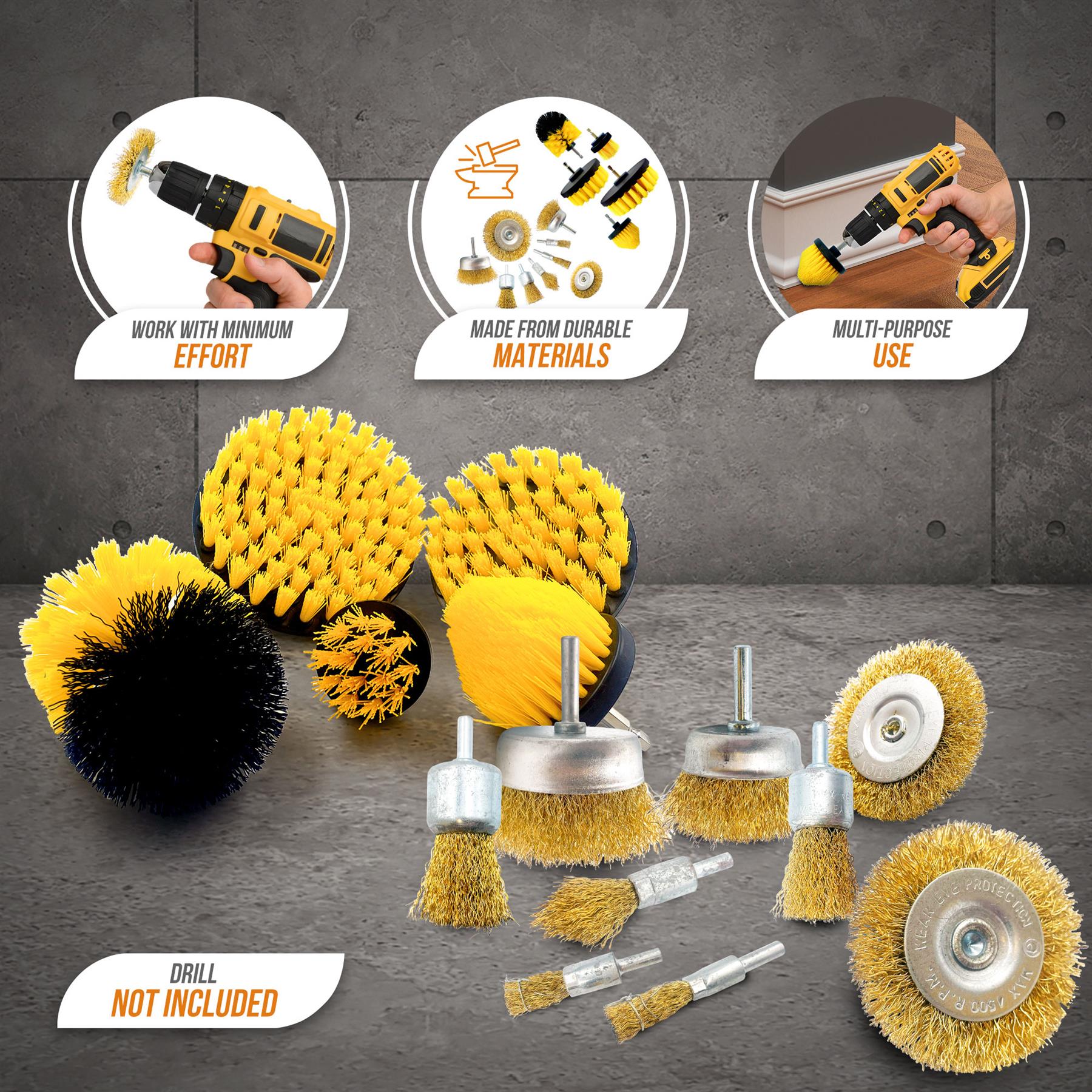 Drill Brush Set | 14 Piece Plastic & Wire Cleaning Attachments