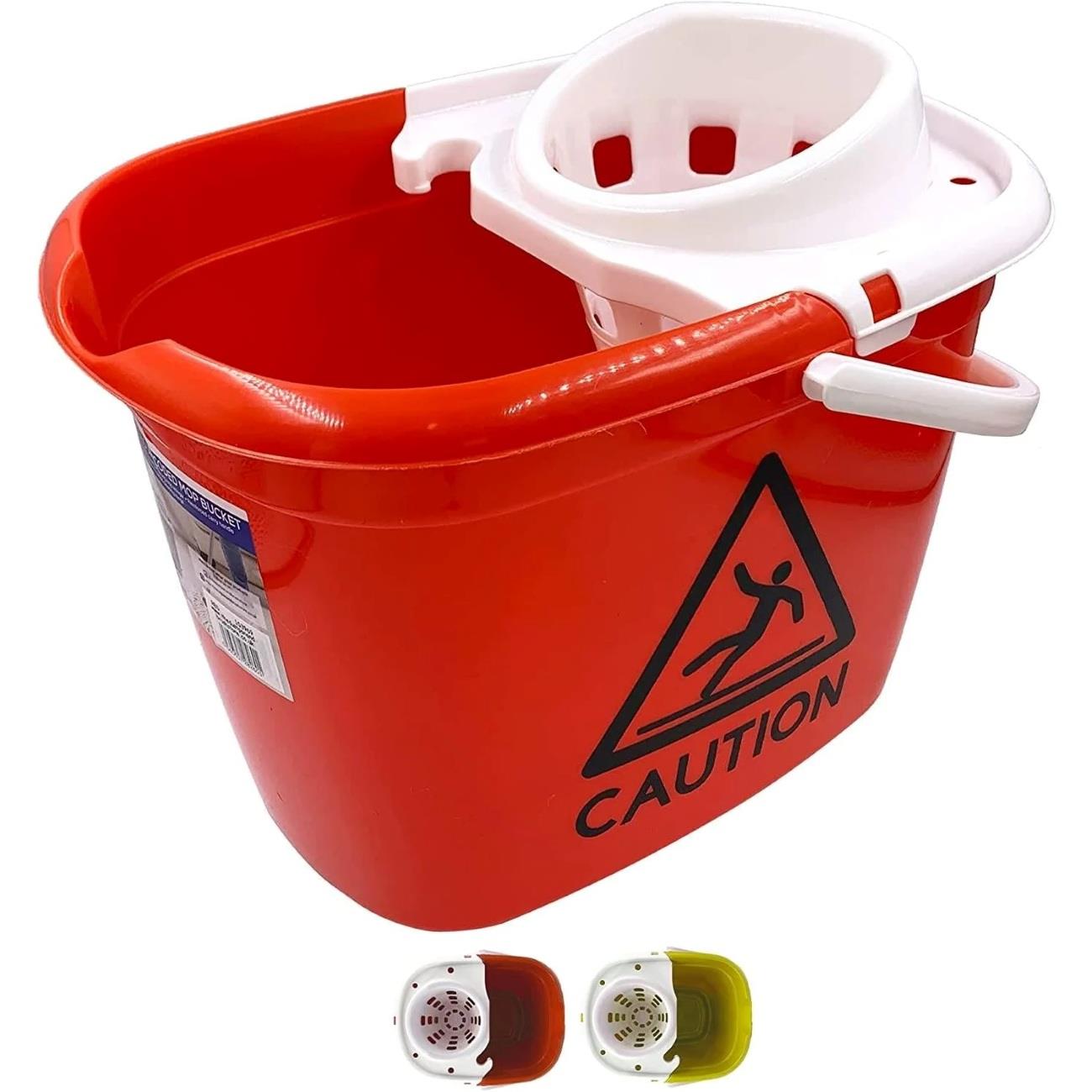 Colour Coded 12L Caution Mop Bucket with Wringer