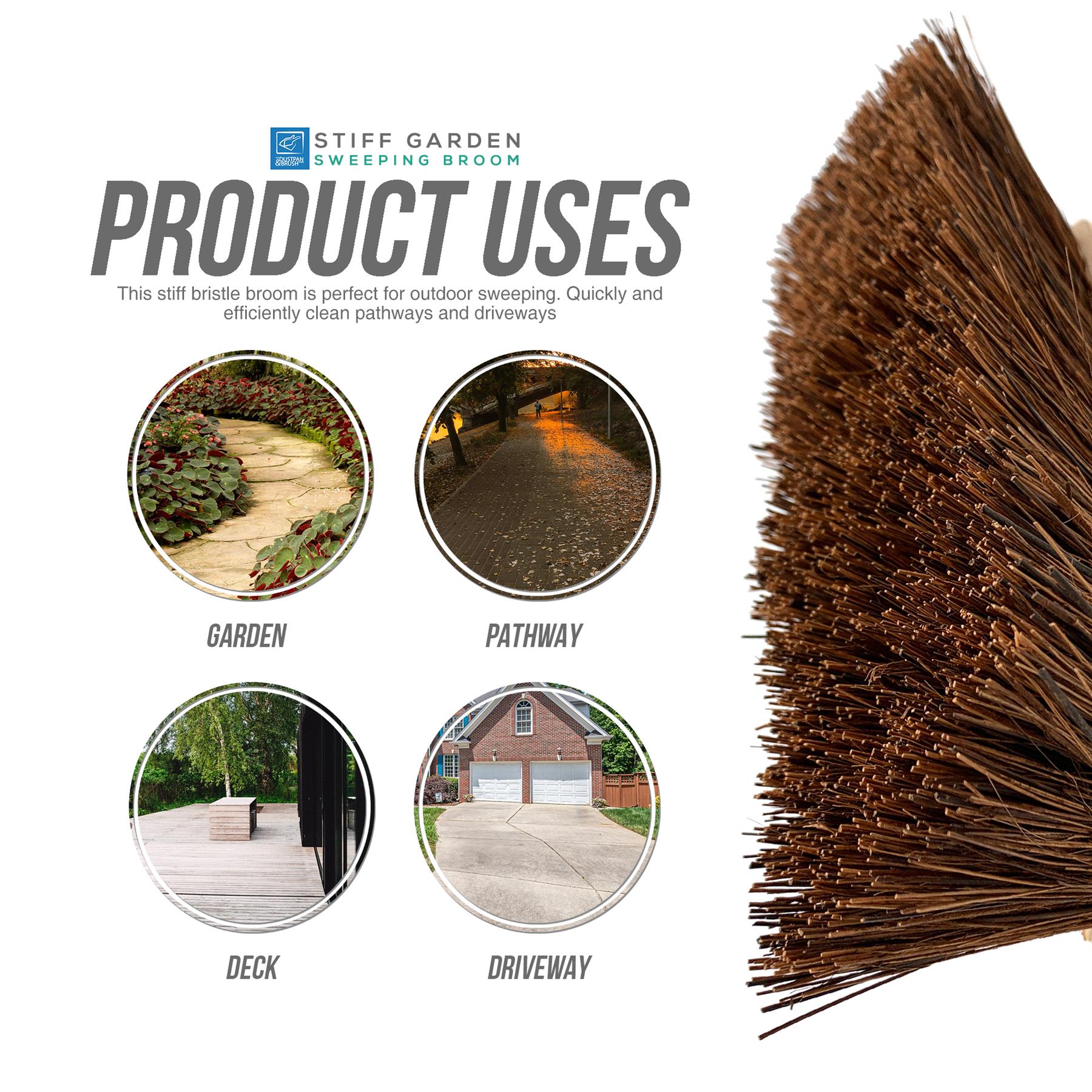 10" Stiff Bassine Broom with Metal Handle – Outdoor Yard Brush