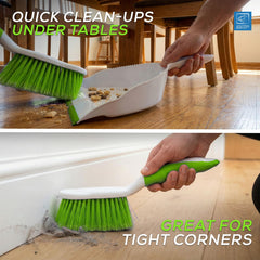 Deluxe Dustpan and Brush Set Green | Soft Grip Hand Brush