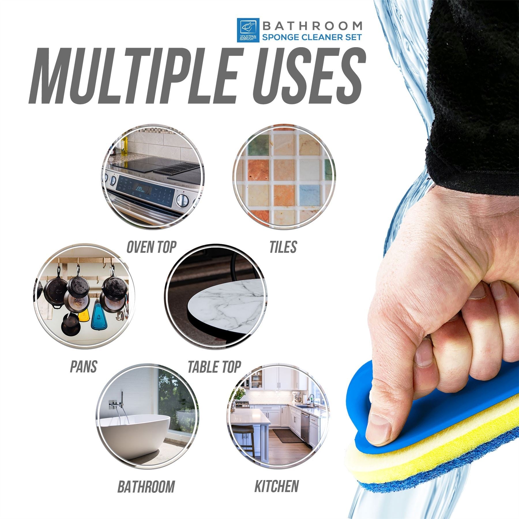 Easy Grip Cleaning Sponge with Removable Scrub Pads