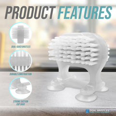 Dual Suction Cup Nail Brush | Hands-Free Stick On Nail Cleaner