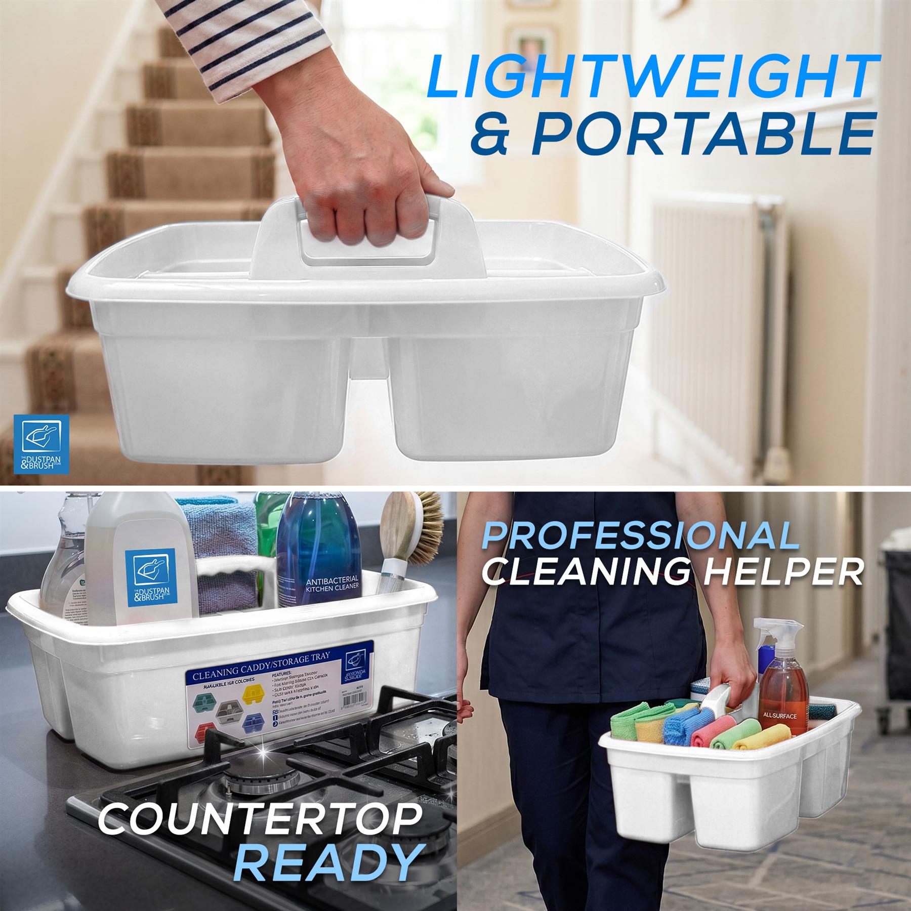 White Cleaning Caddy Storage Tray with Carry Handle