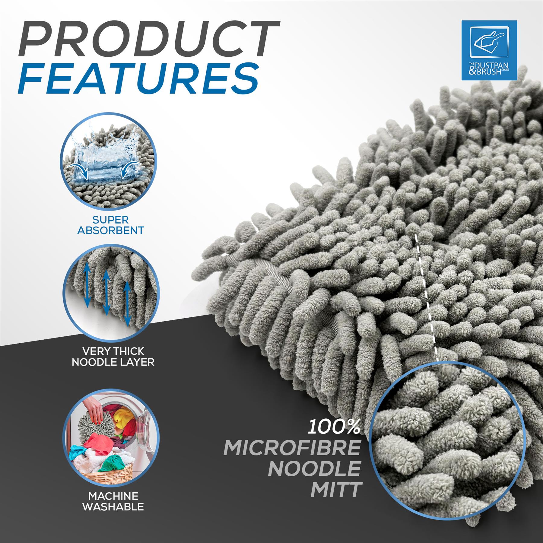 Grey Microfibre Car Wash Mitt for Paint, Chrome & Glass