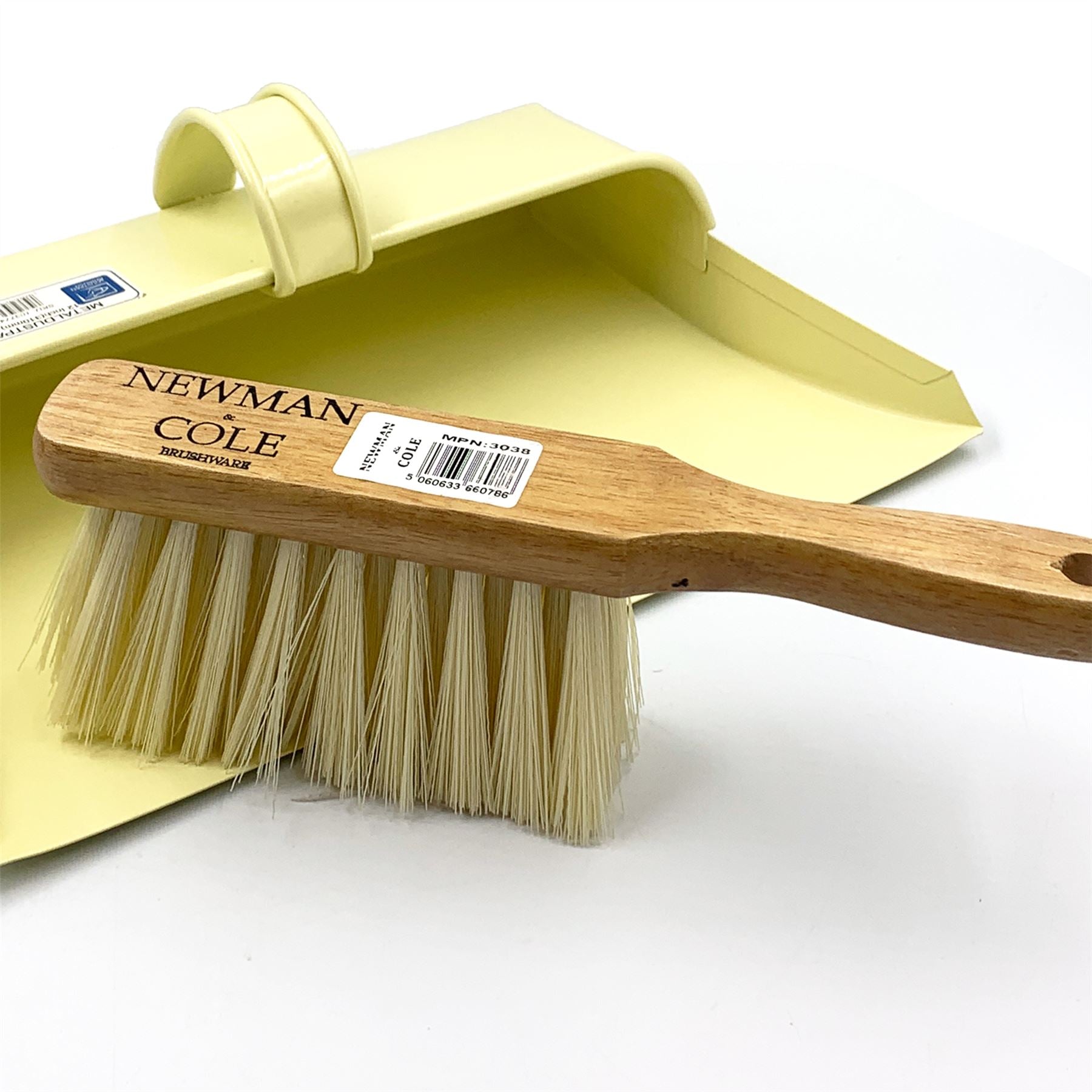Newman and Cole Cream Metal Dustpan and Brush Set | Hooded Design