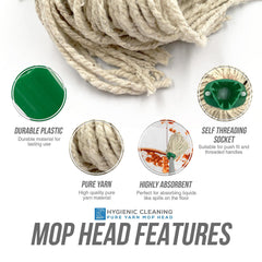 Green Colour Coded Cotton Mop Head 12PY