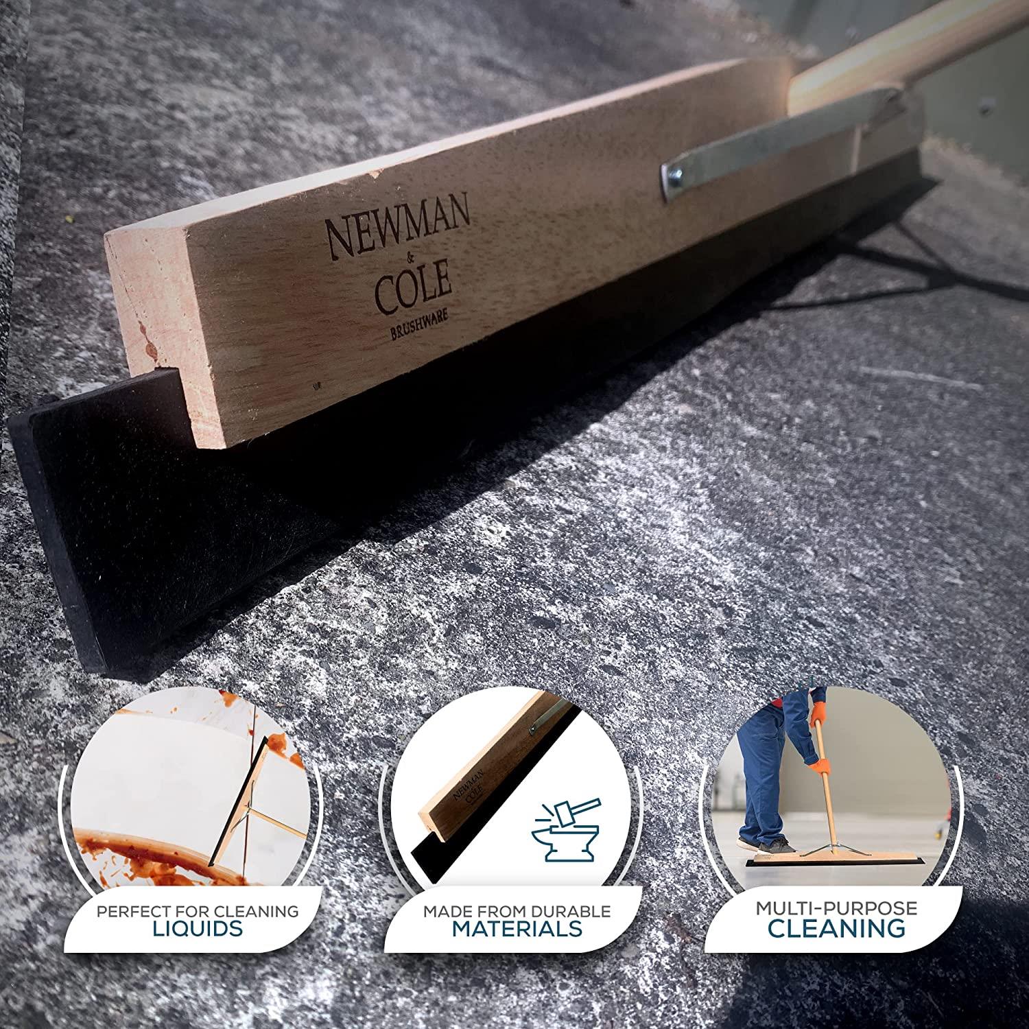 24" Newman and Cole Wooden Floor Squeegee with Tapered Handle