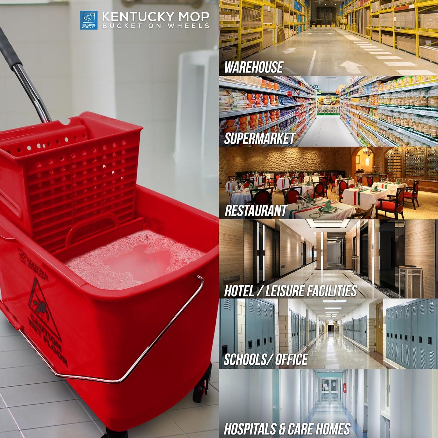 Kentucky Mop Bucket with Wringer & Wheels | 4 Colours