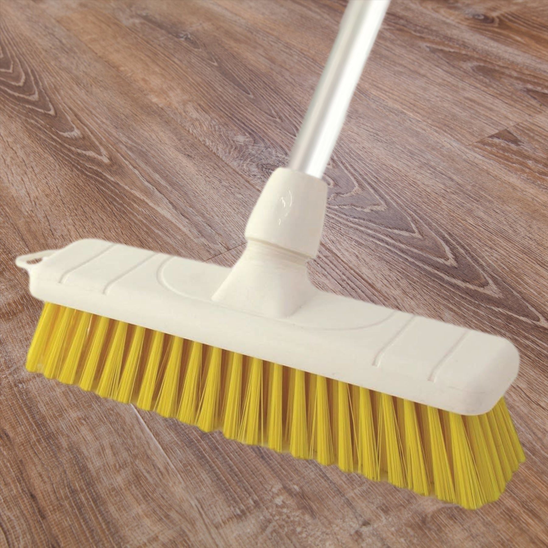 Yellow Colour Coded 12" Soft Sweeping Broom & Handle
