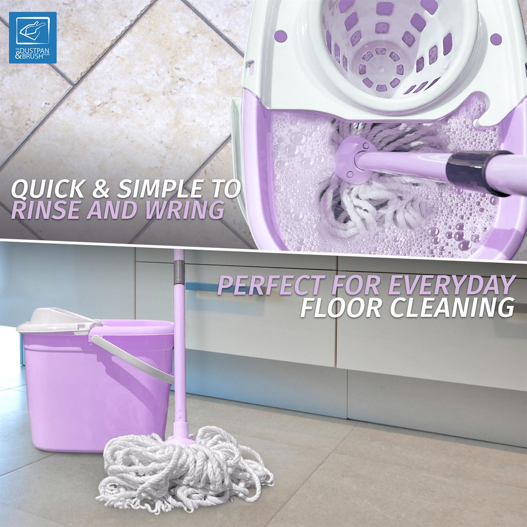 Lilac Mop and Bucket Set | Cotton Mop with Wringer