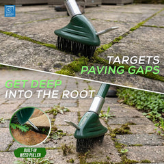 3 in 1 Block Paving Weeding Brush with Telescopic Handle 140cm