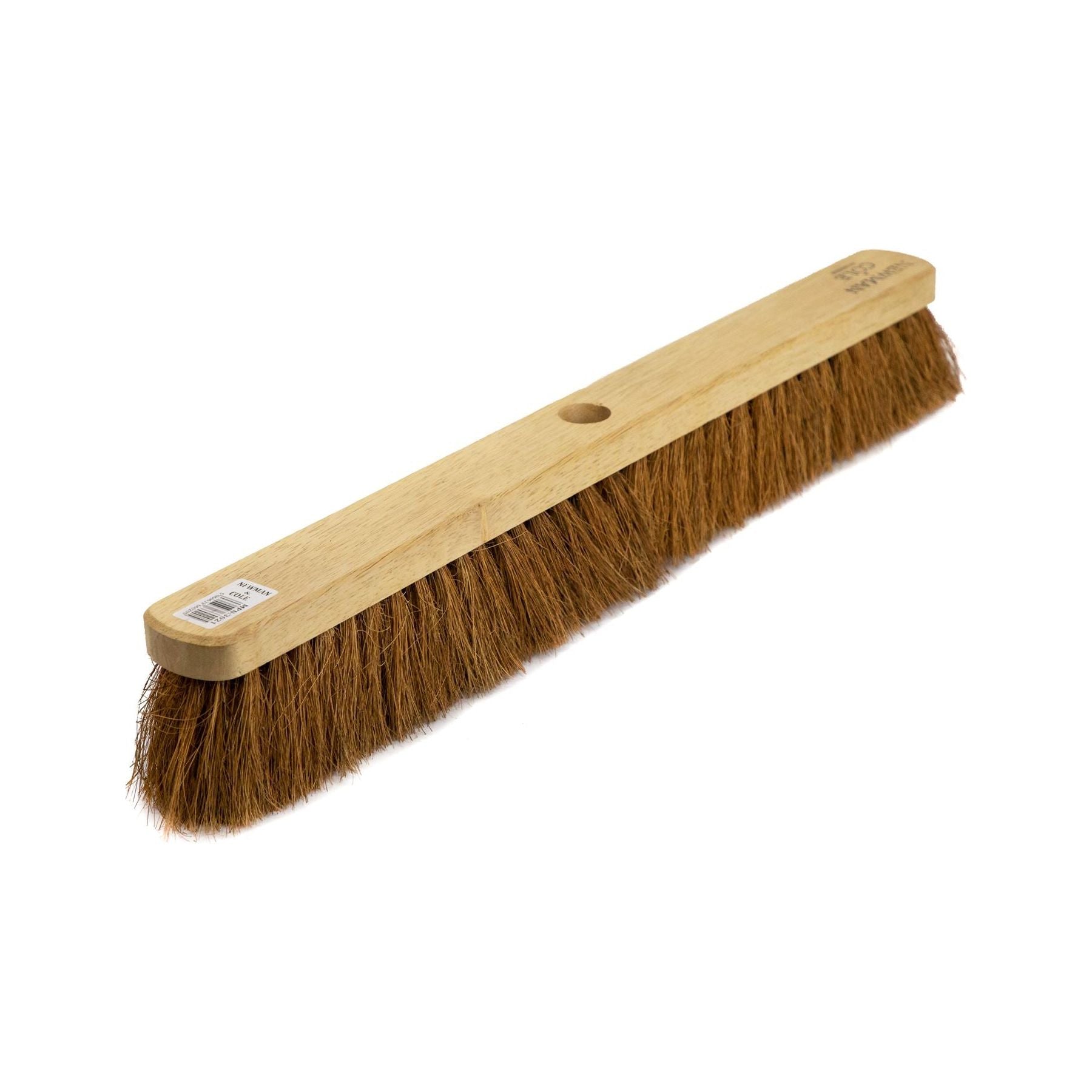 18" Newman and Cole Natural Soft Coco Broom Head with Hole and Wooden Handle