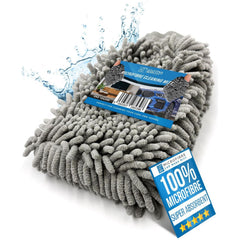 Grey Microfibre Car Wash Mitt for Paint, Chrome & Glass