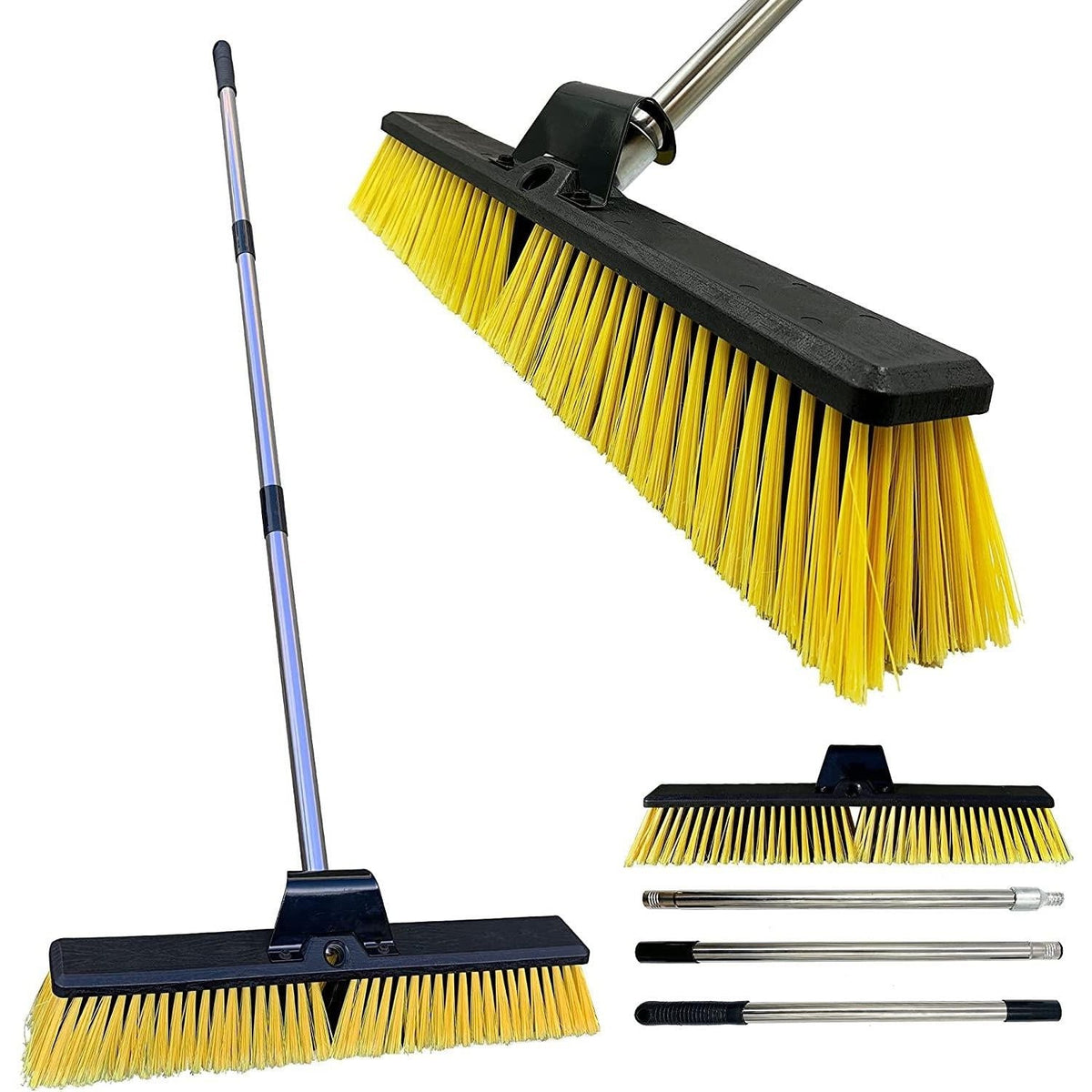 24" Heavy Duty Yard Broom with Long Metal Handle